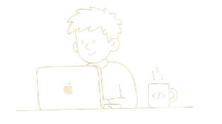 Boy coding at laptop dark mode